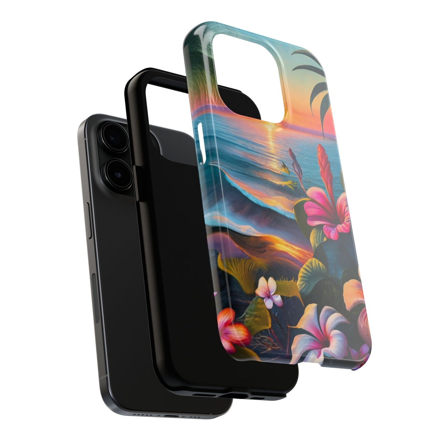 Sunset Beach Hibiscus Palms Tough Phone Case