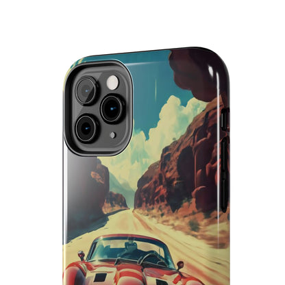 Desert Drive Red Sports Car Tough Phone Case