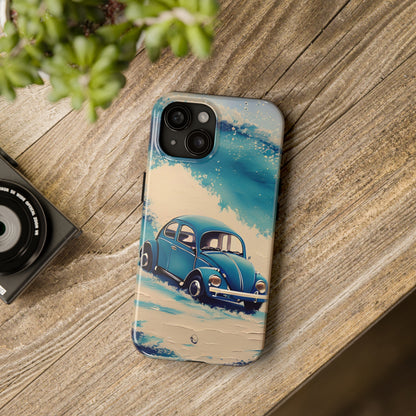 Wave Chasing Painted Blue VDub Beetle - Tough Phone Case