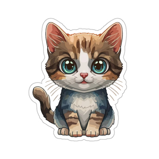 Sweet Kitty Watercolor Cartoon Sticker