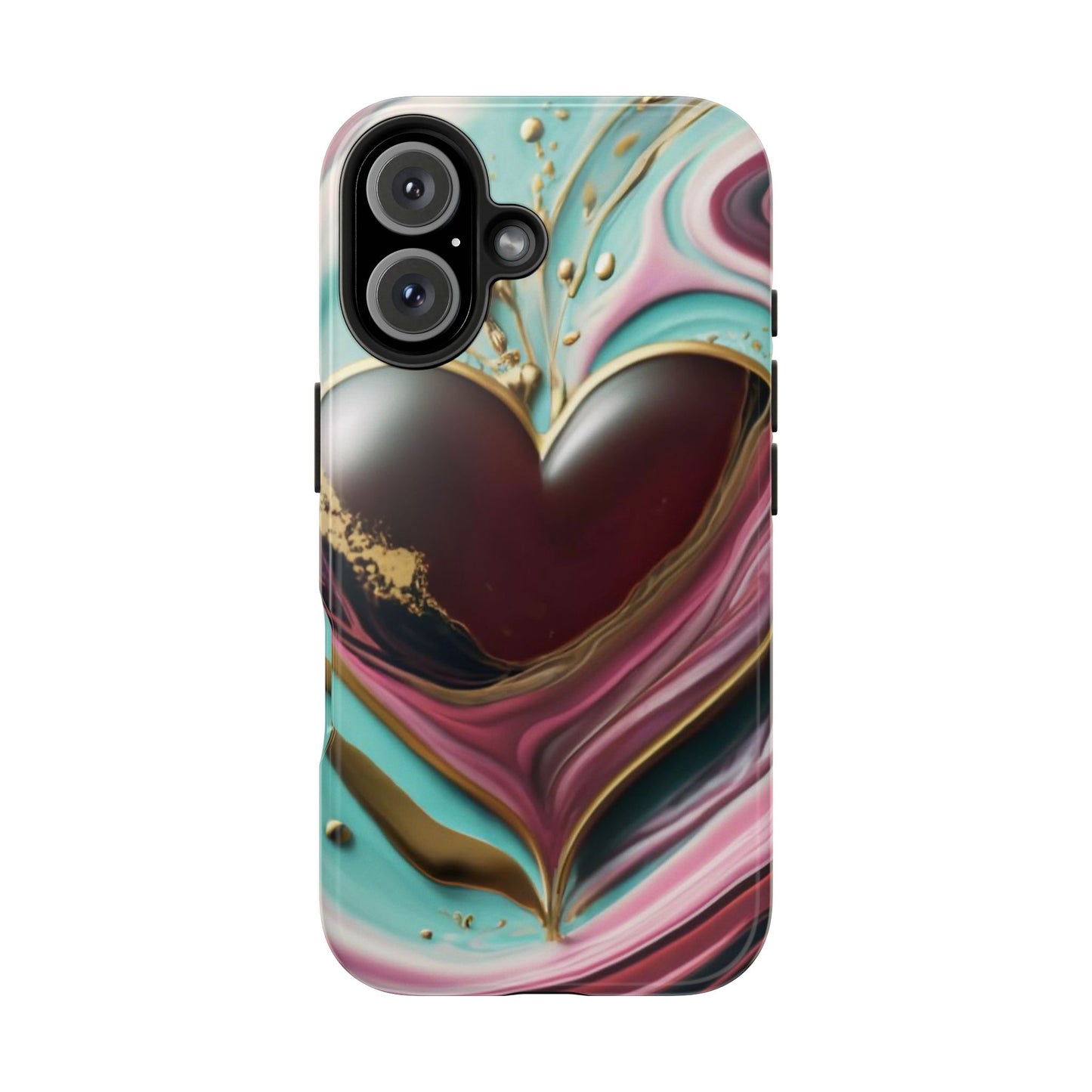 Glossy Heartburst Acrylic Pour Tough Phone Case