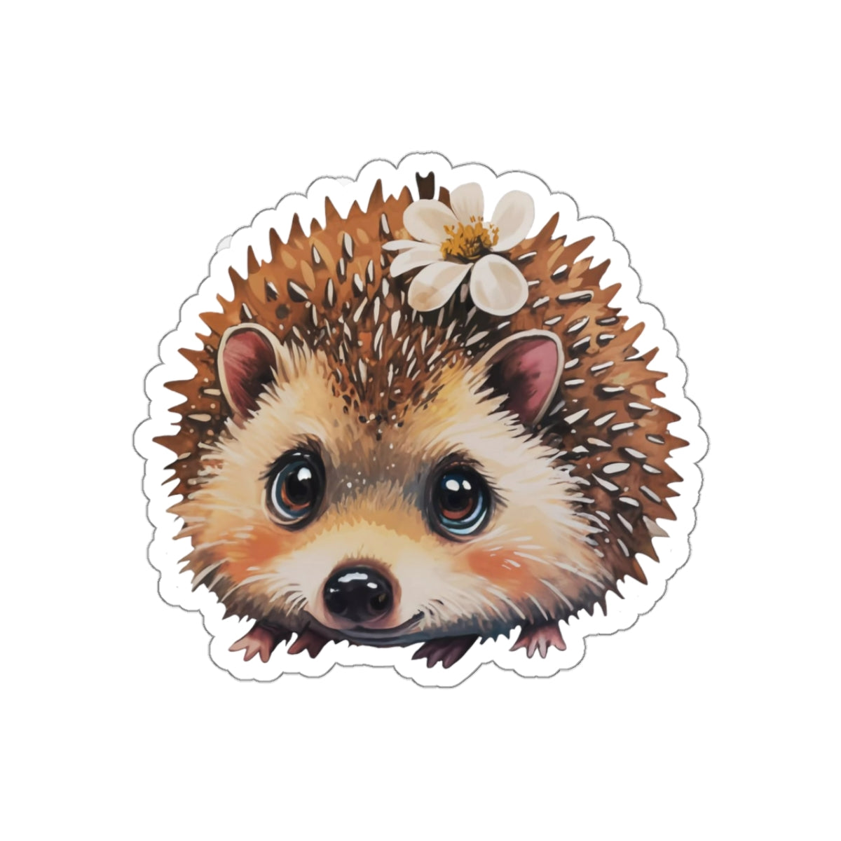 Cheerful Hedgehog Watercolor Cartoon Sticker