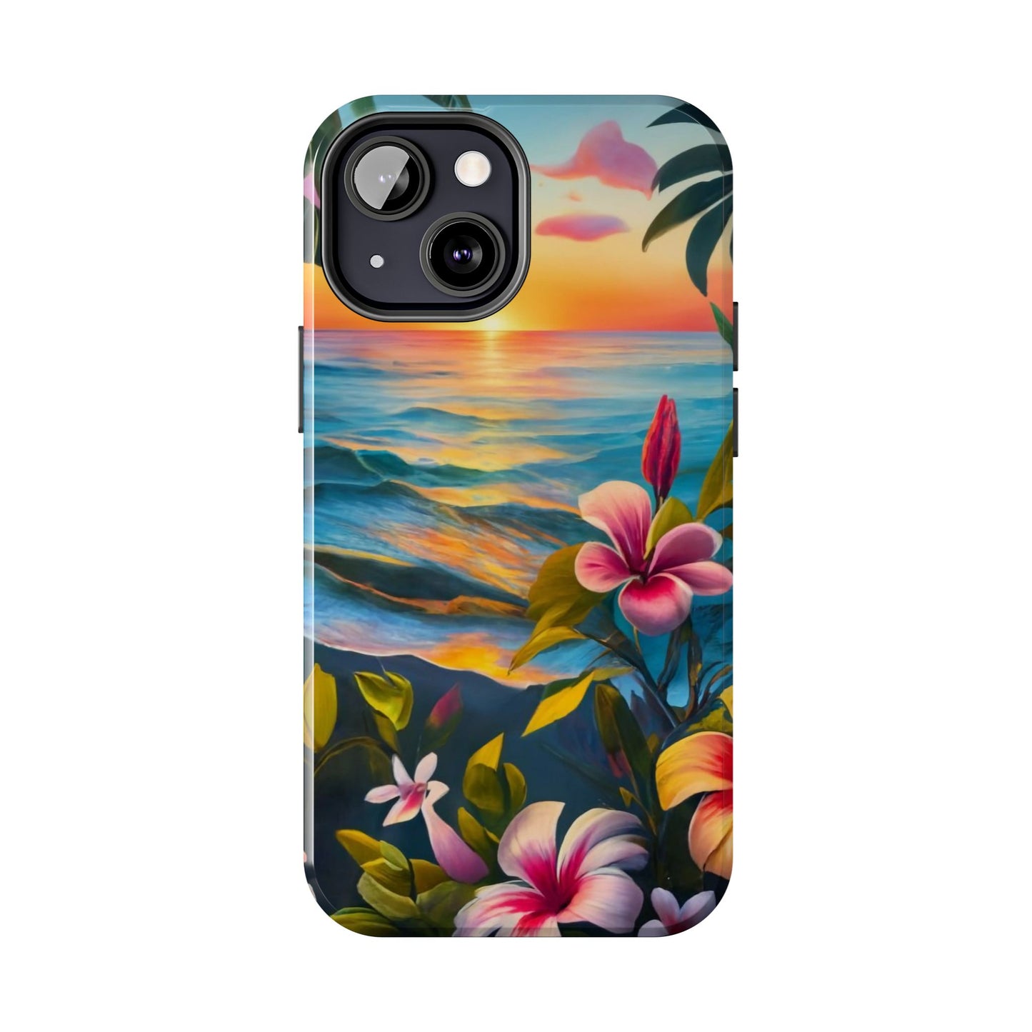 Sunset Palms and Hibiscus Tough Phone Case