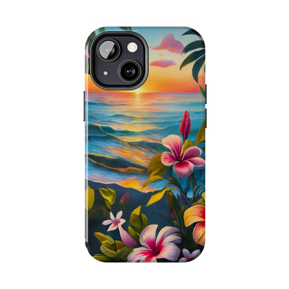 Sunset Palms and Hibiscus Tough Phone Case