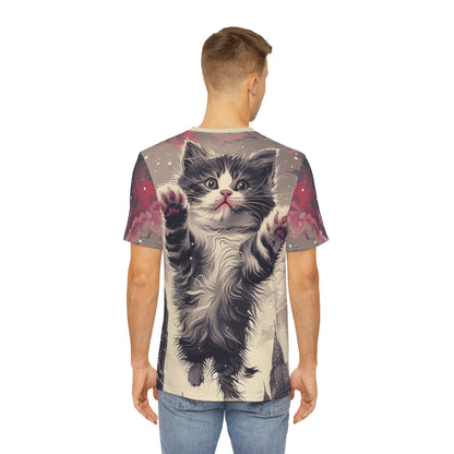 Urban Kitten Attack Tee - Playful Cat Cityscape Shirt