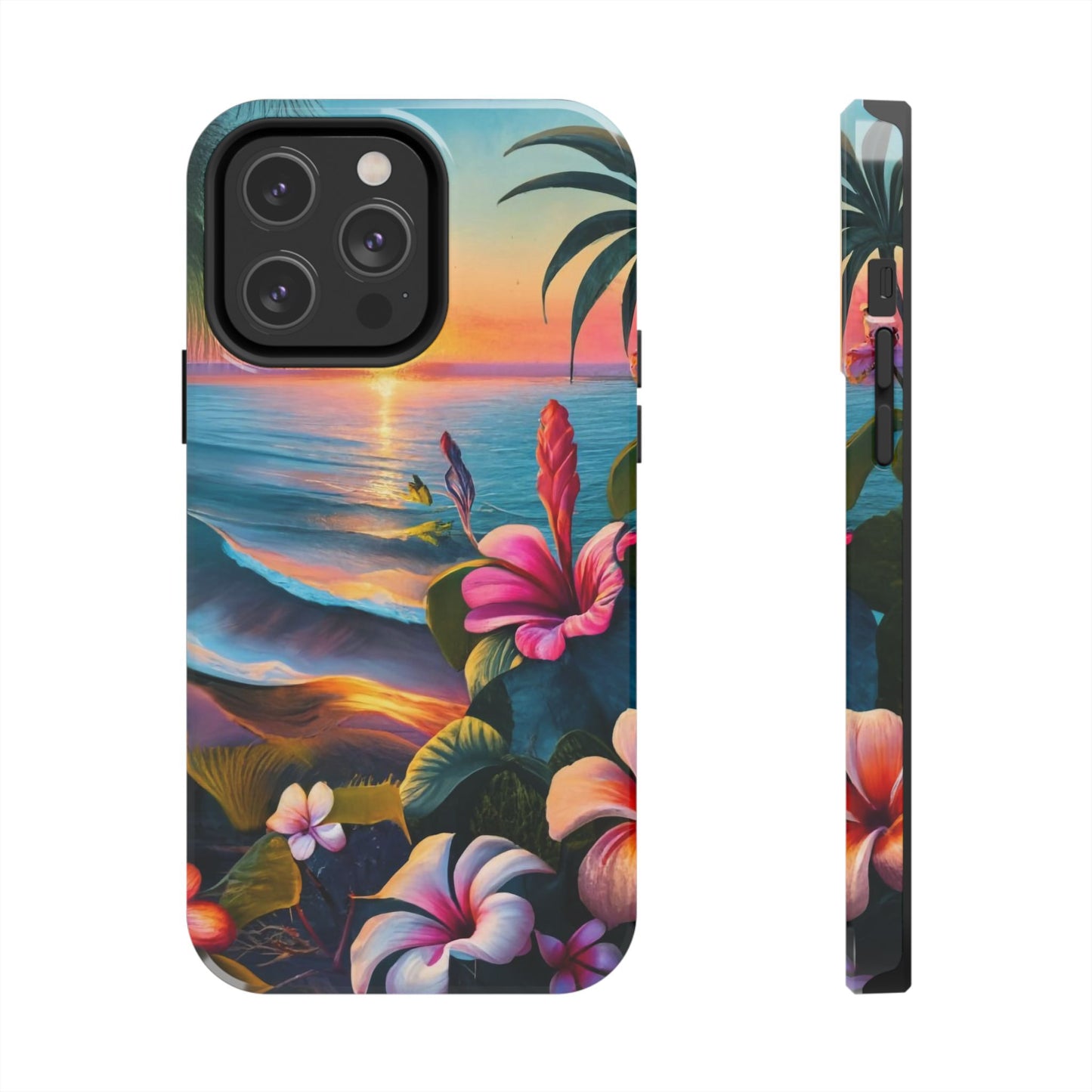 Sunset Beach Hibiscus Palms Tough Phone Case