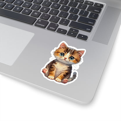 Whimsical Kitty Watercolor Cartoon Sticker