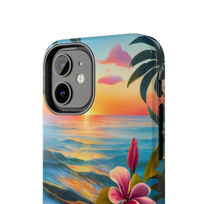 Sunset Palms and Hibiscus Tough Phone Case