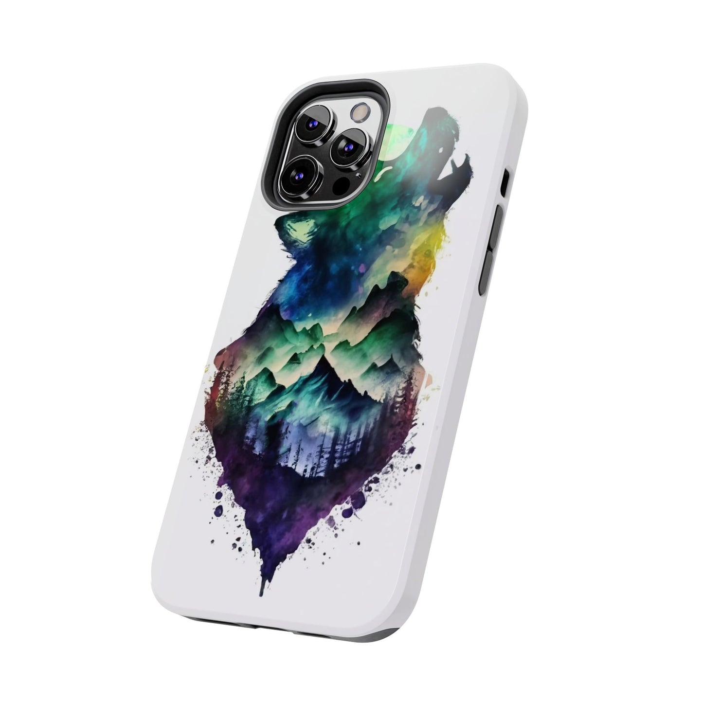 Moonlit Howling Wolf Double Exposure Tough Phone Case