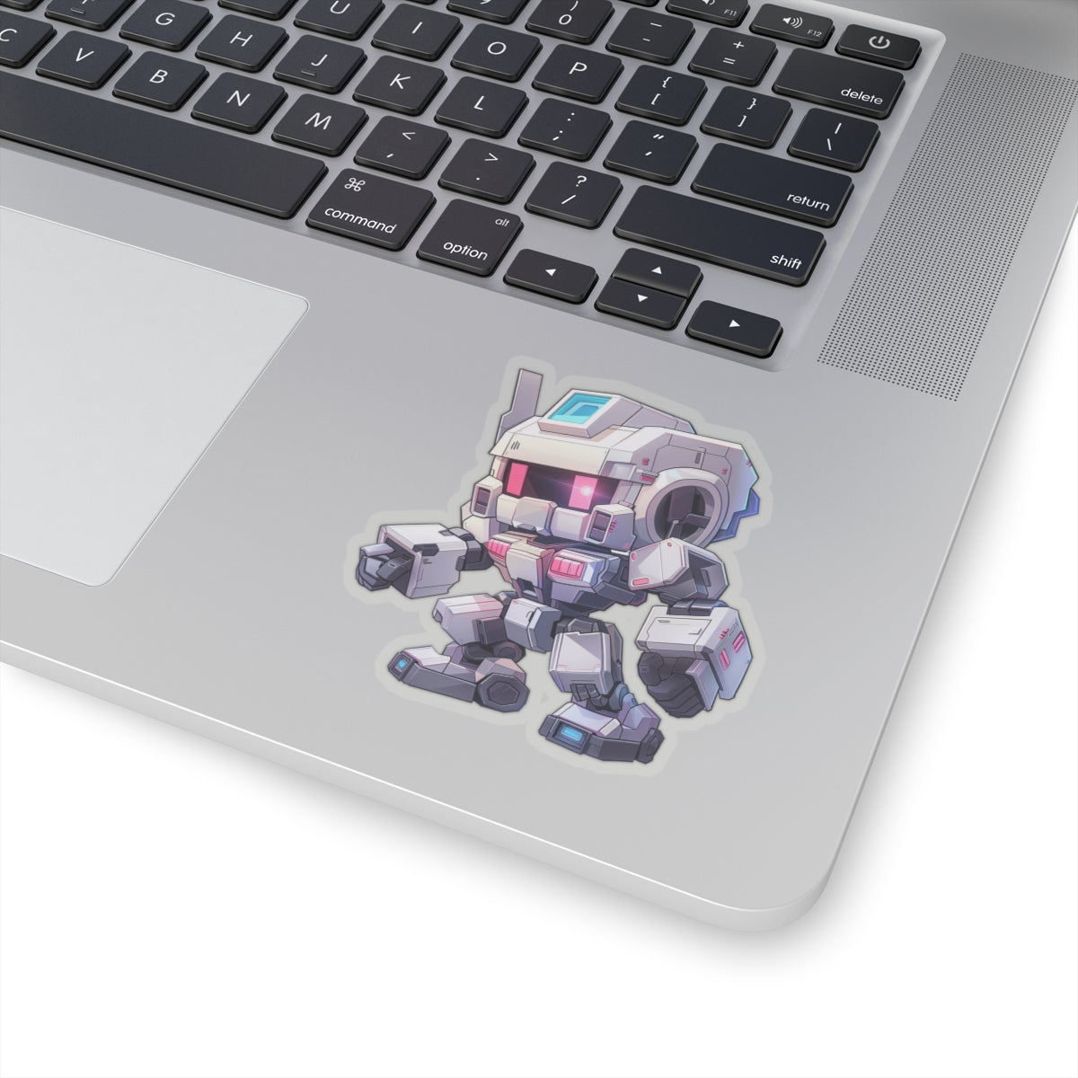 Futuristic White Blocky Robot Vinyl Sticker