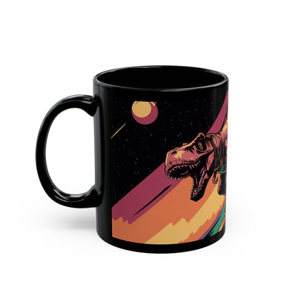 Space-Time Surfing T-Rex Mug – Bold Cosmic Adventure