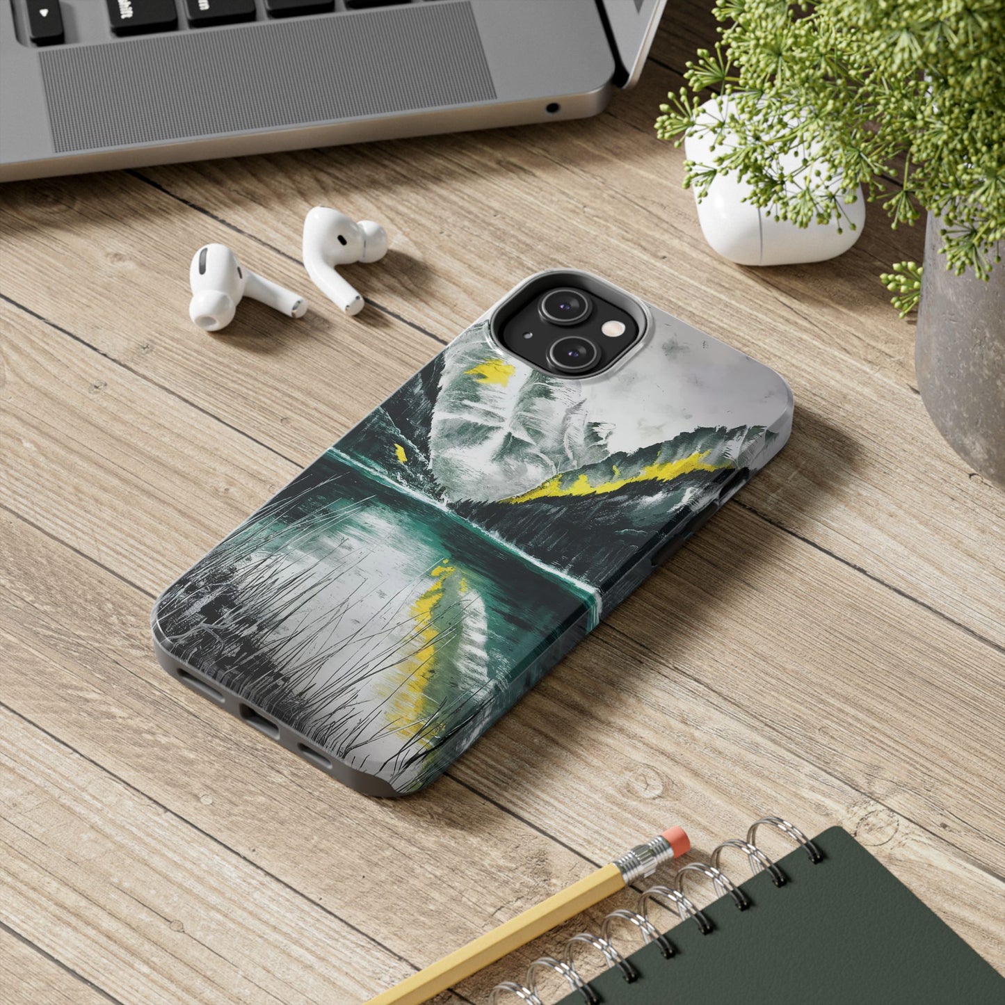 Serene Valley Charcoal Landscape Tough Phone Case