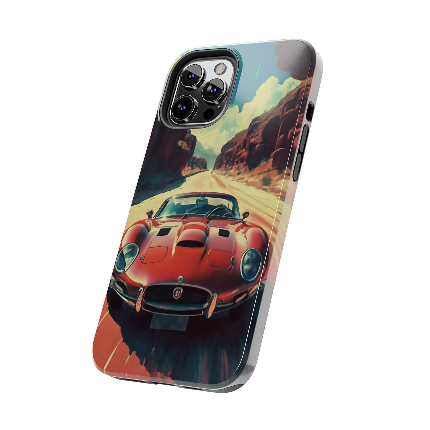 Desert Drive Red Sports Car Tough Phone Case