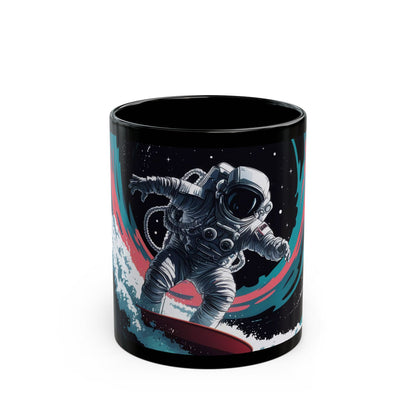 Cosmic Wave Rider Mug – Astronaut Surfing in Space