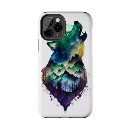 Moonlit Howling Wolf Double Exposure Tough Phone Case