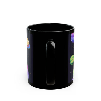 Galaxy Planets Black Mug