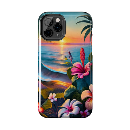 Sunset Beach Hibiscus Palms Tough Phone Case