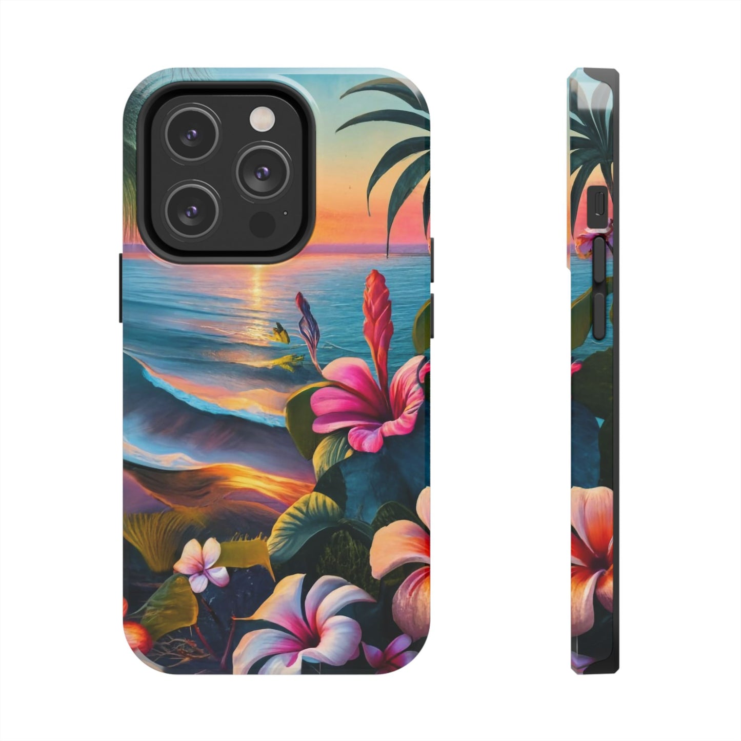 Sunset Beach Hibiscus Palms Tough Phone Case