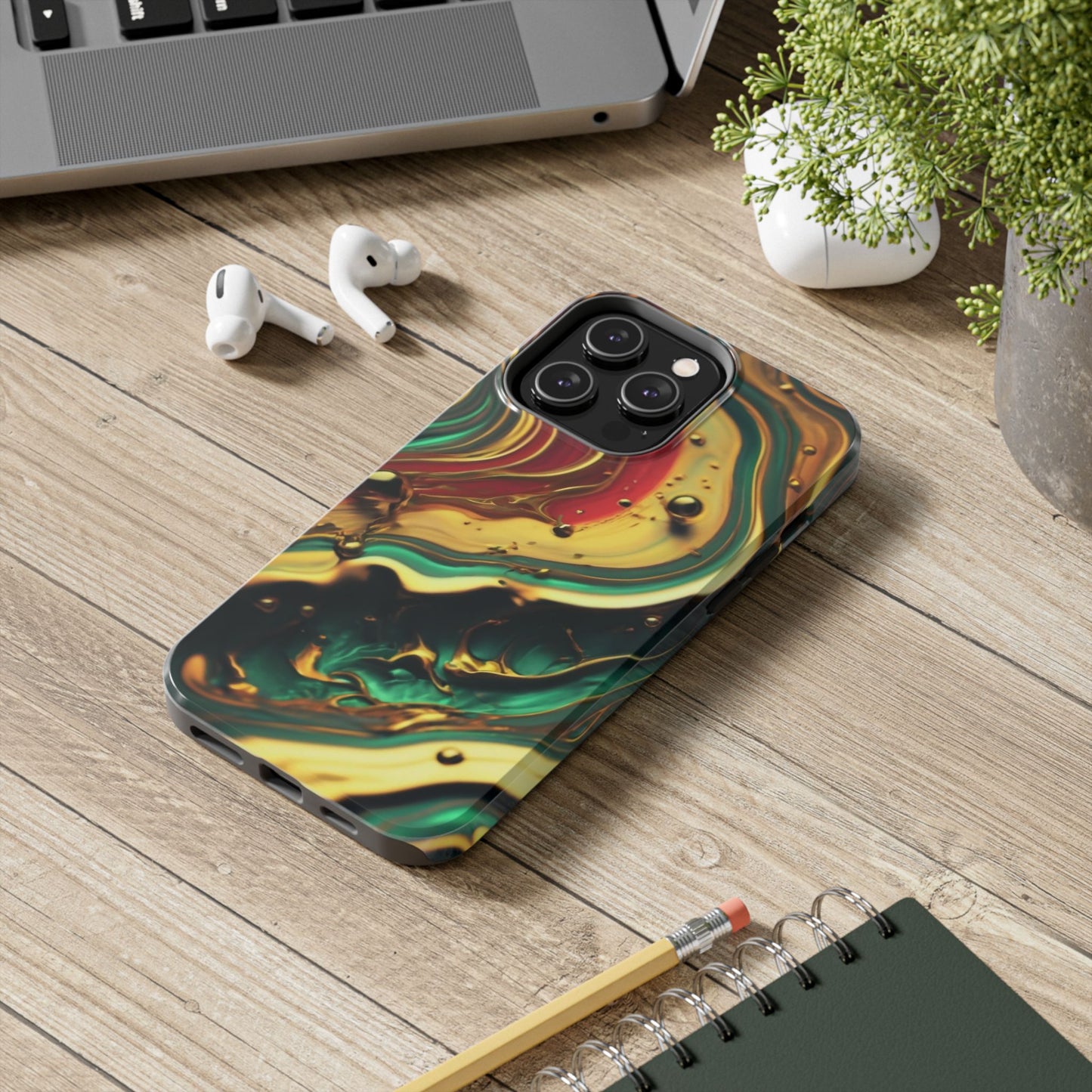 Golden Fluid Waves Defender Case