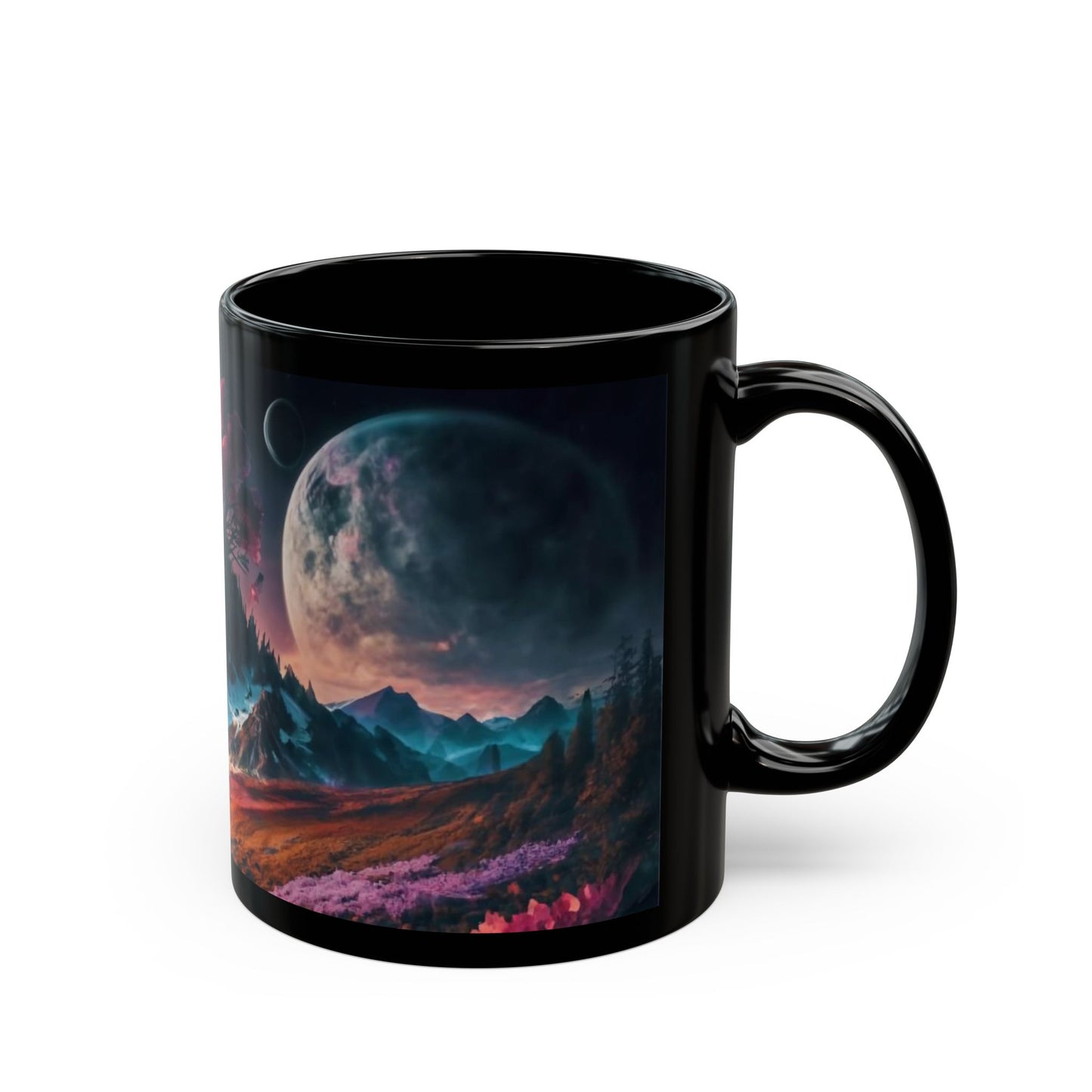 Futuristic Cherry Blossom Mountain Mug