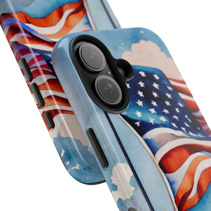 Windswept Patriot Watercolor Flag Tough Phone Case