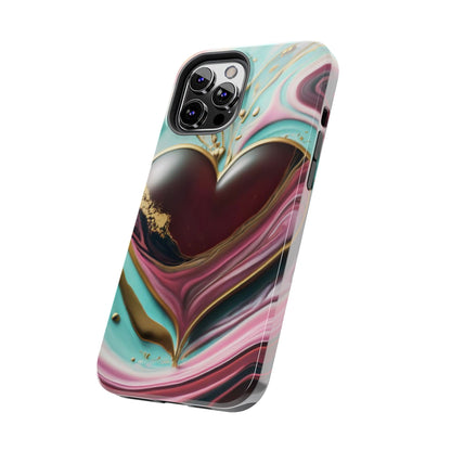 Glossy Heartburst Acrylic Pour Tough Phone Case