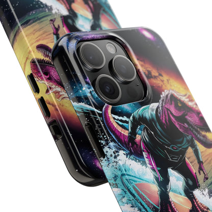 Cosmic T-Rex Surfer Tough Phone Case