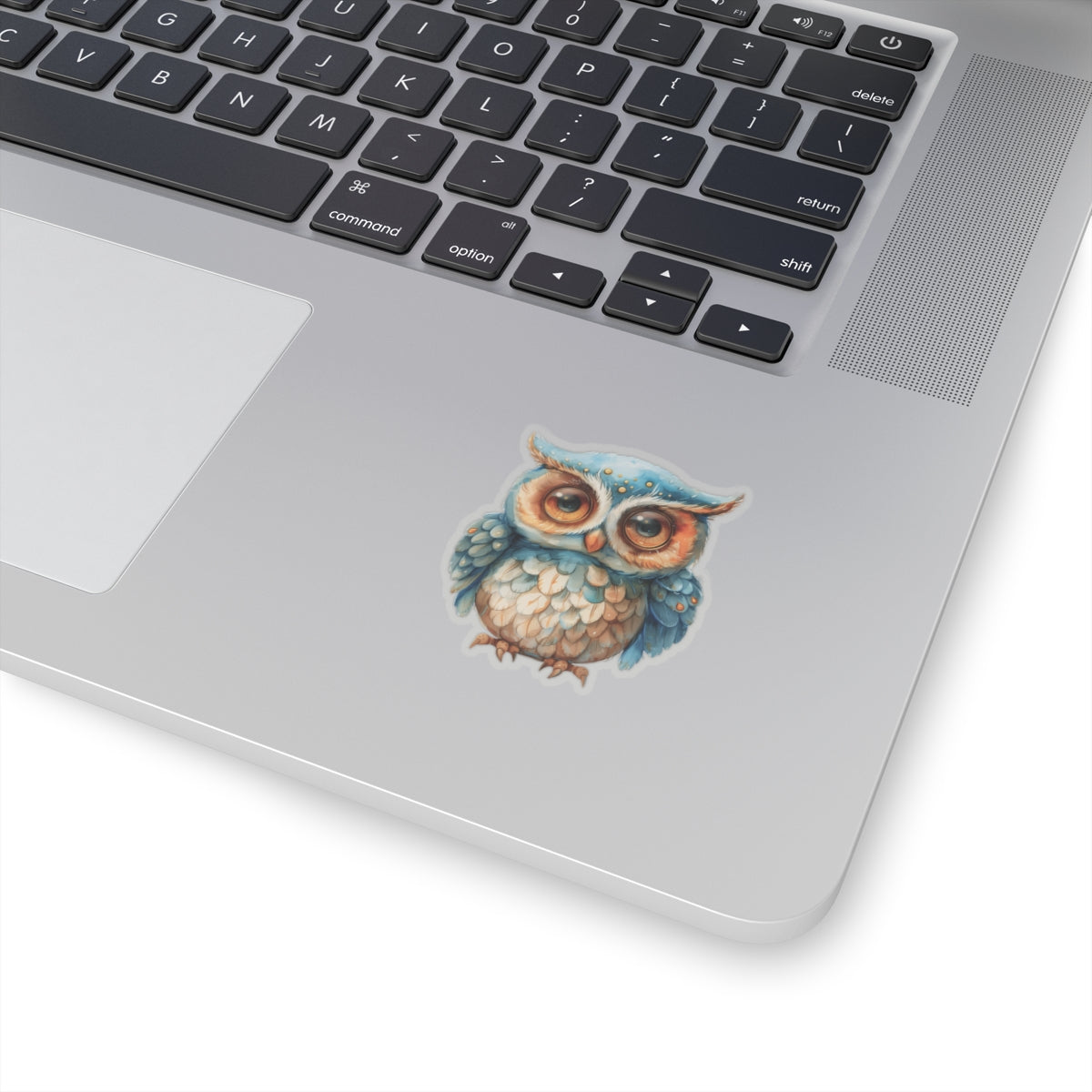 Arctic Blue Owl Watercolor Cartoon Sticker