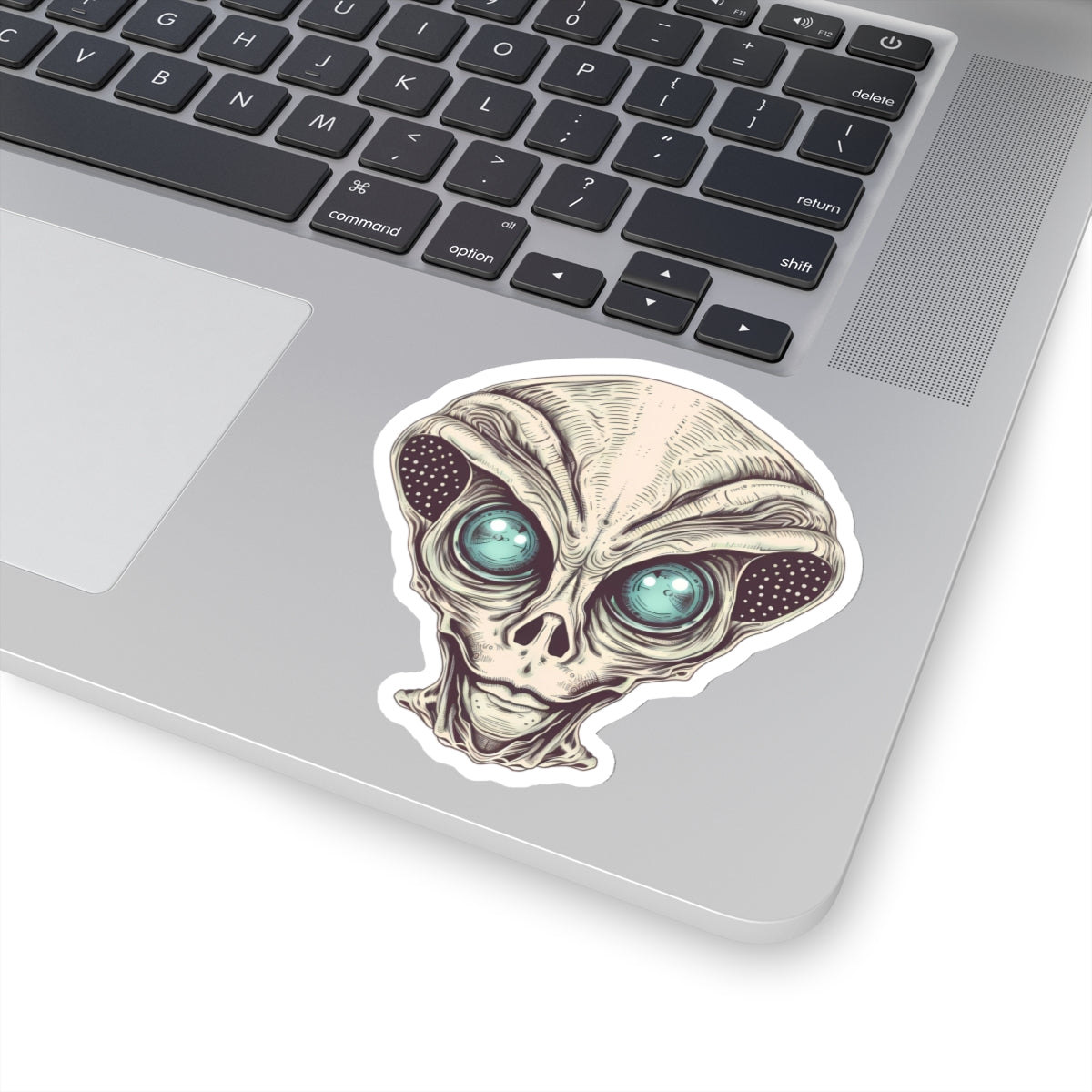 Tan Alien Head Vinyl Sticker