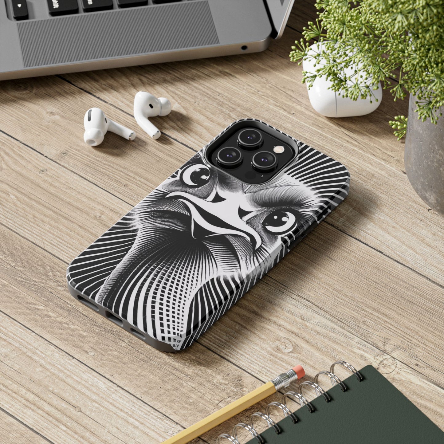 Mystical Stare Monochrome Ostrich Tough Phone Case