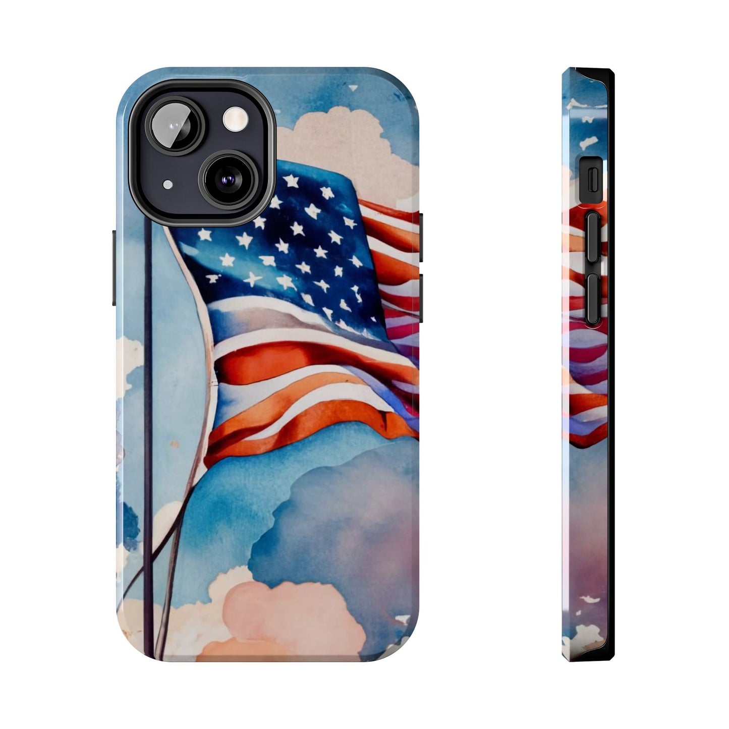 Windswept Patriot Watercolor Flag Tough Phone Case