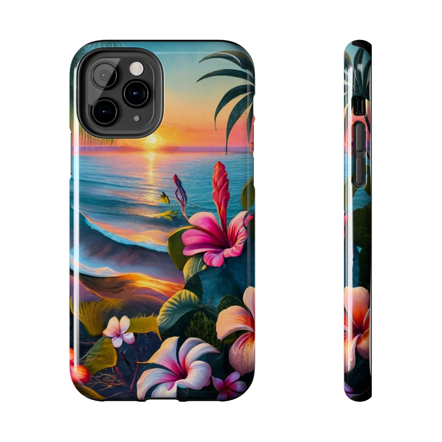 Sunset Beach Hibiscus Palms Tough Phone Case