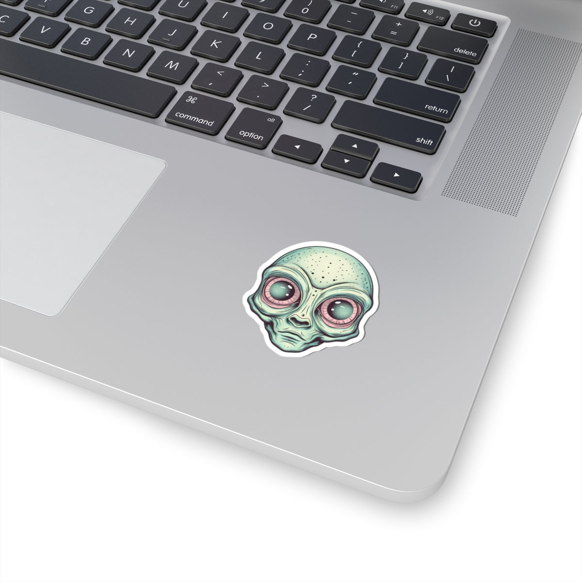 Pale Green Alien Head Vinyl Sticker