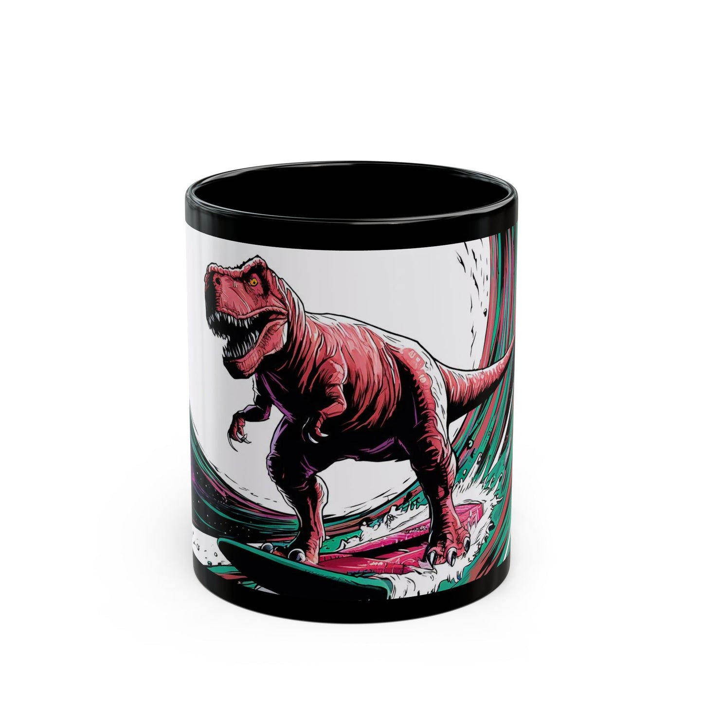 Extreme Space-Time Surfing T-Rex Mug – Bold Comic Book