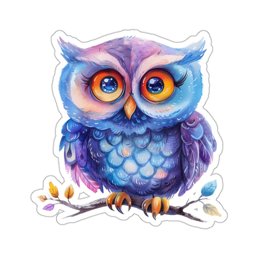 Blueberry Plum Owl Watercolor Cartoon Sticker