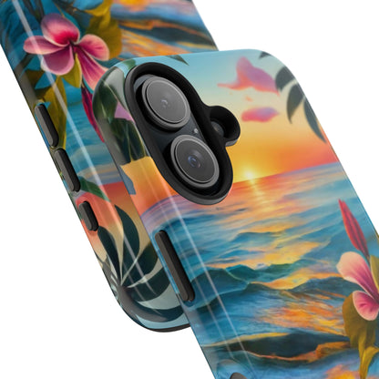 Sunset Palms and Hibiscus Tough Phone Case