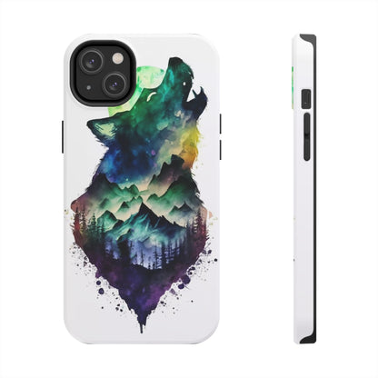 Moonlit Howling Wolf Double Exposure Tough Phone Case