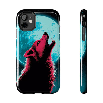 Teal Moon Wolf Serenade Tough Phone Case