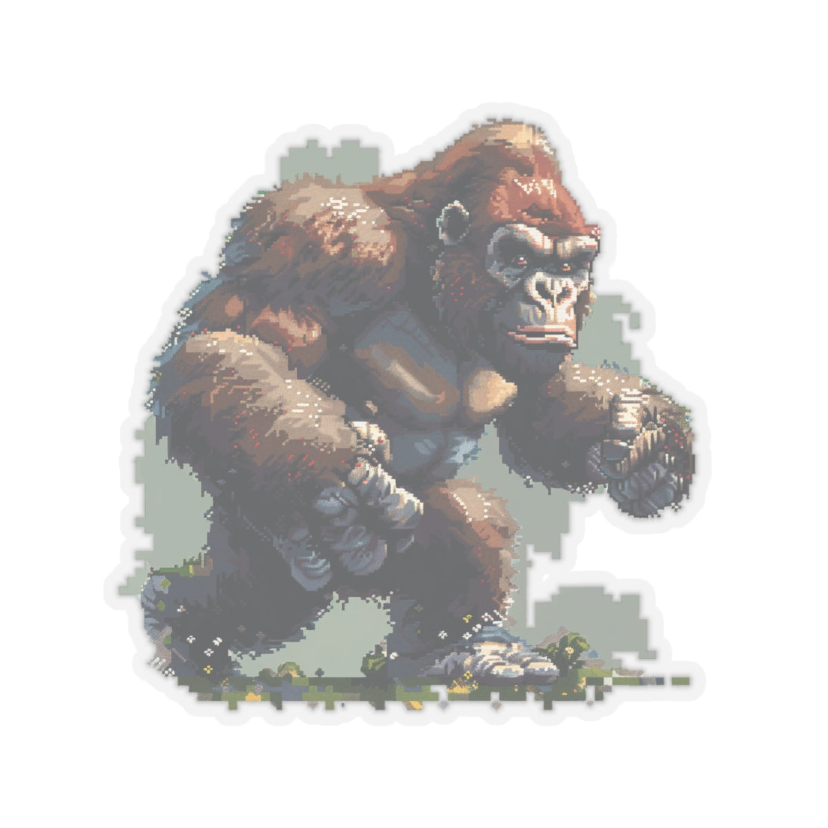 Pixelated Battle-Ready Ape Runner Vinyl Sticker