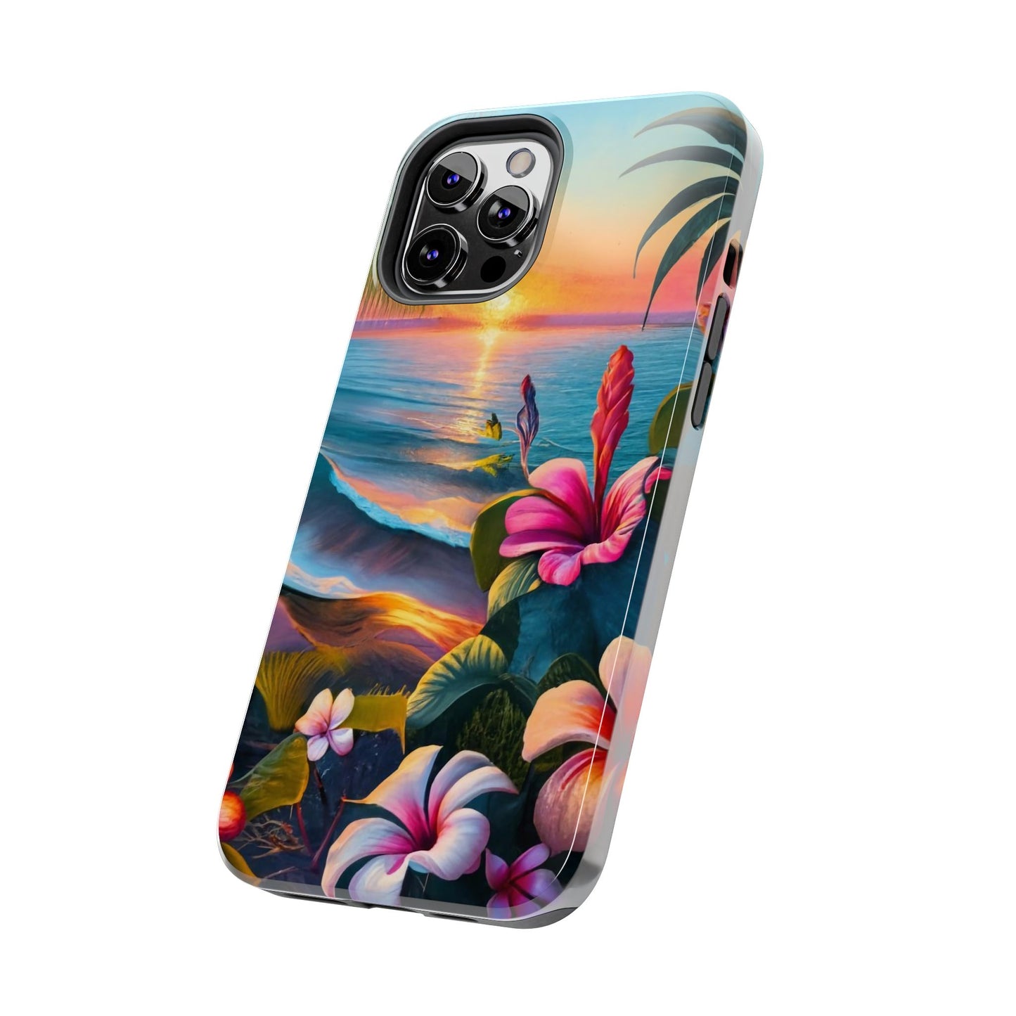 Sunset Beach Hibiscus Palms Tough Phone Case