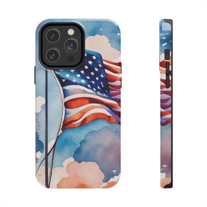 Windswept Patriot Watercolor Flag Tough Phone Case