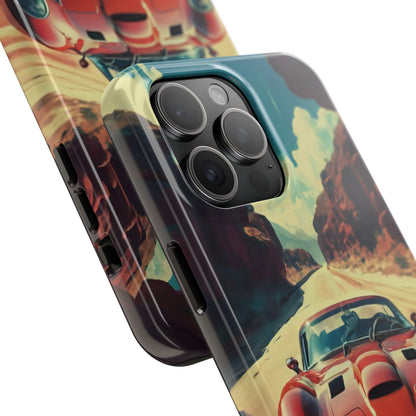 Desert Drive Red Sports Car Tough Phone Case