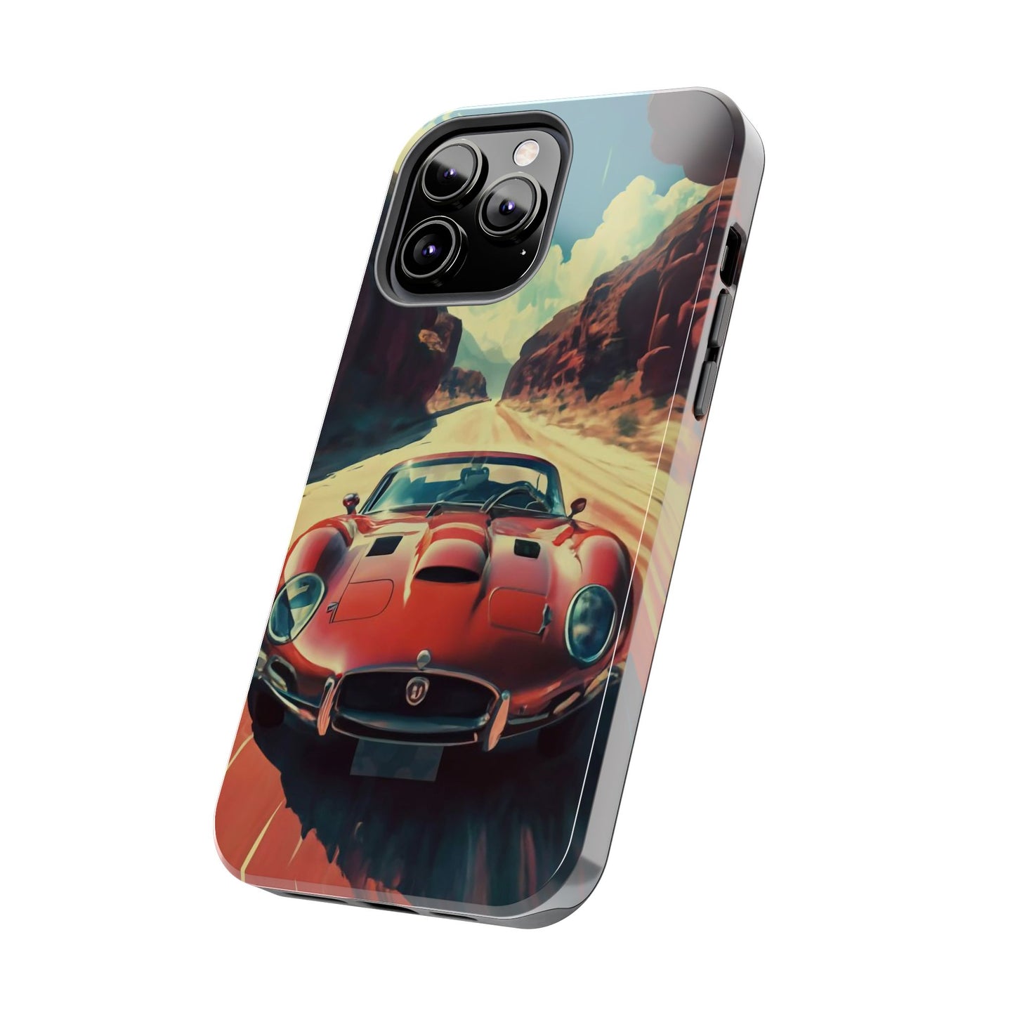 Desert Drive Red Sports Car Tough Phone Case