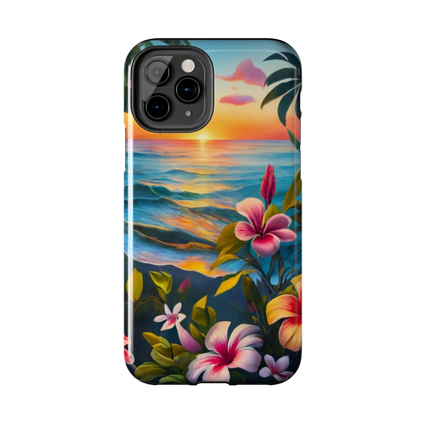 Sunset Palms and Hibiscus Tough Phone Case