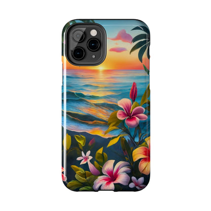 Sunset Palms and Hibiscus Tough Phone Case