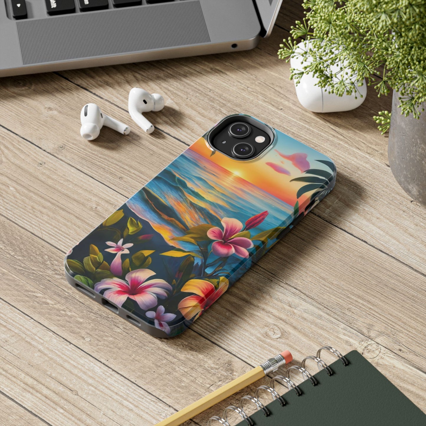 Sunset Palms and Hibiscus Tough Phone Case