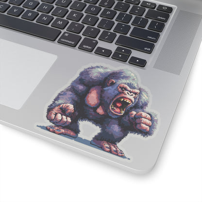 Pixelated Hulking Ape Roaring Vinyl Sticker