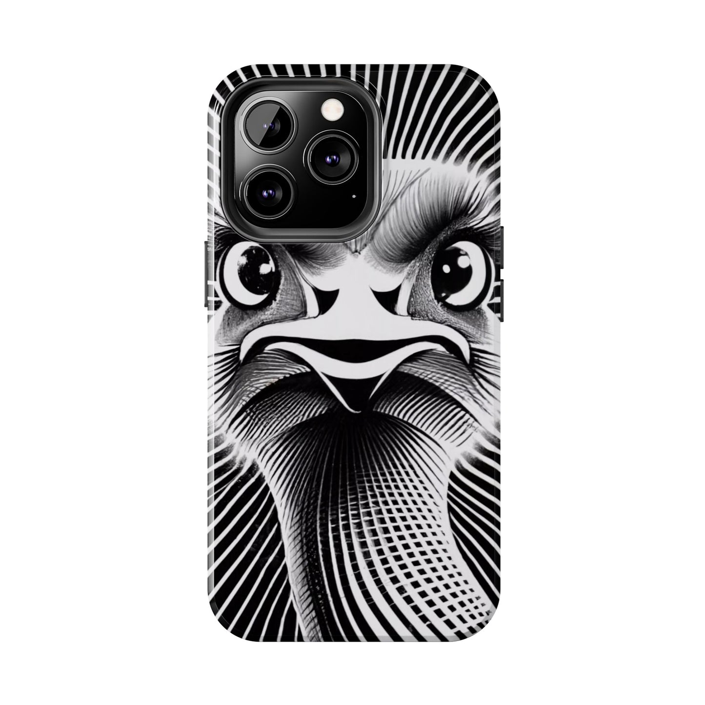 Mystical Stare Monochrome Ostrich Tough Phone Case