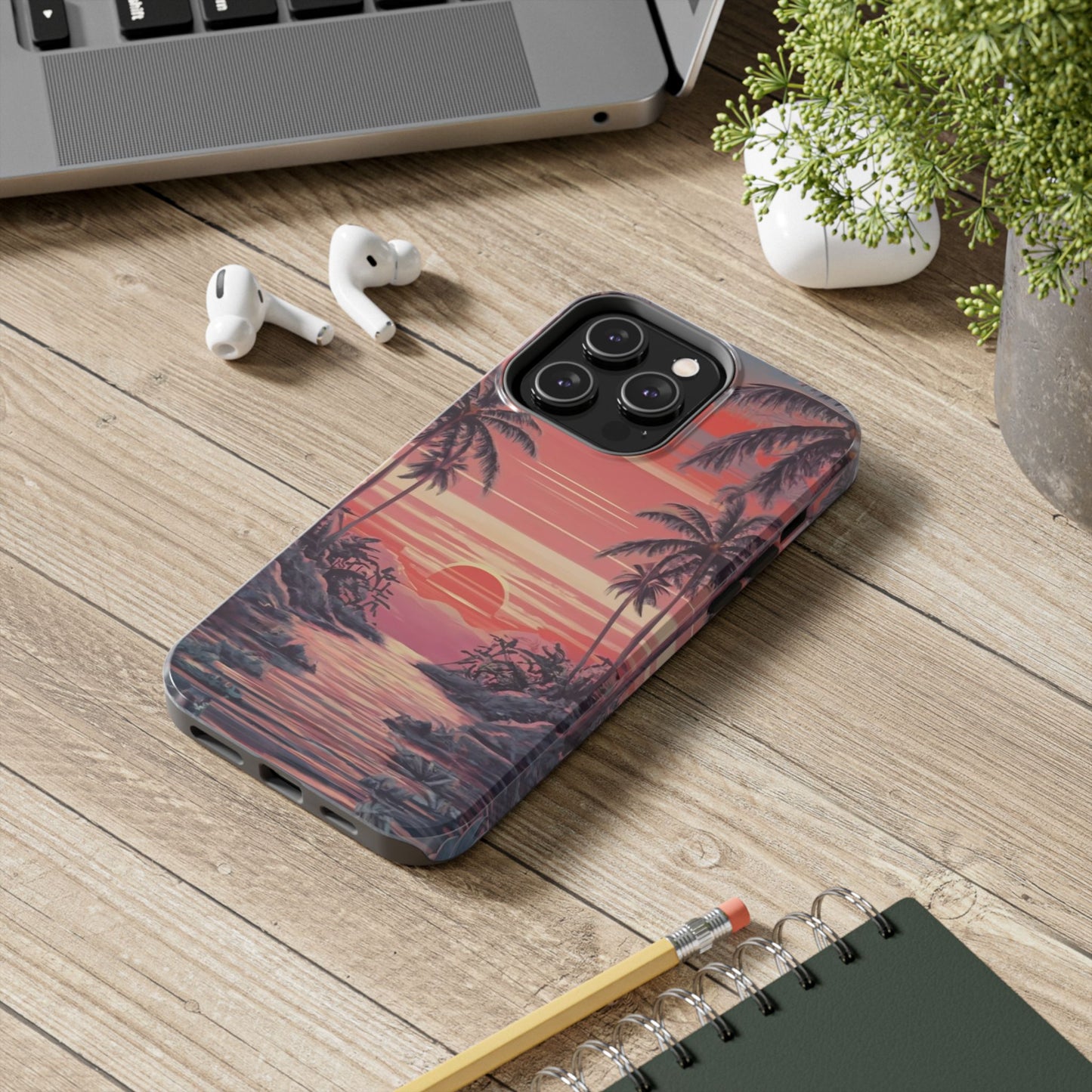 Sunset Serenity Palm Shore Tough Phone Case
