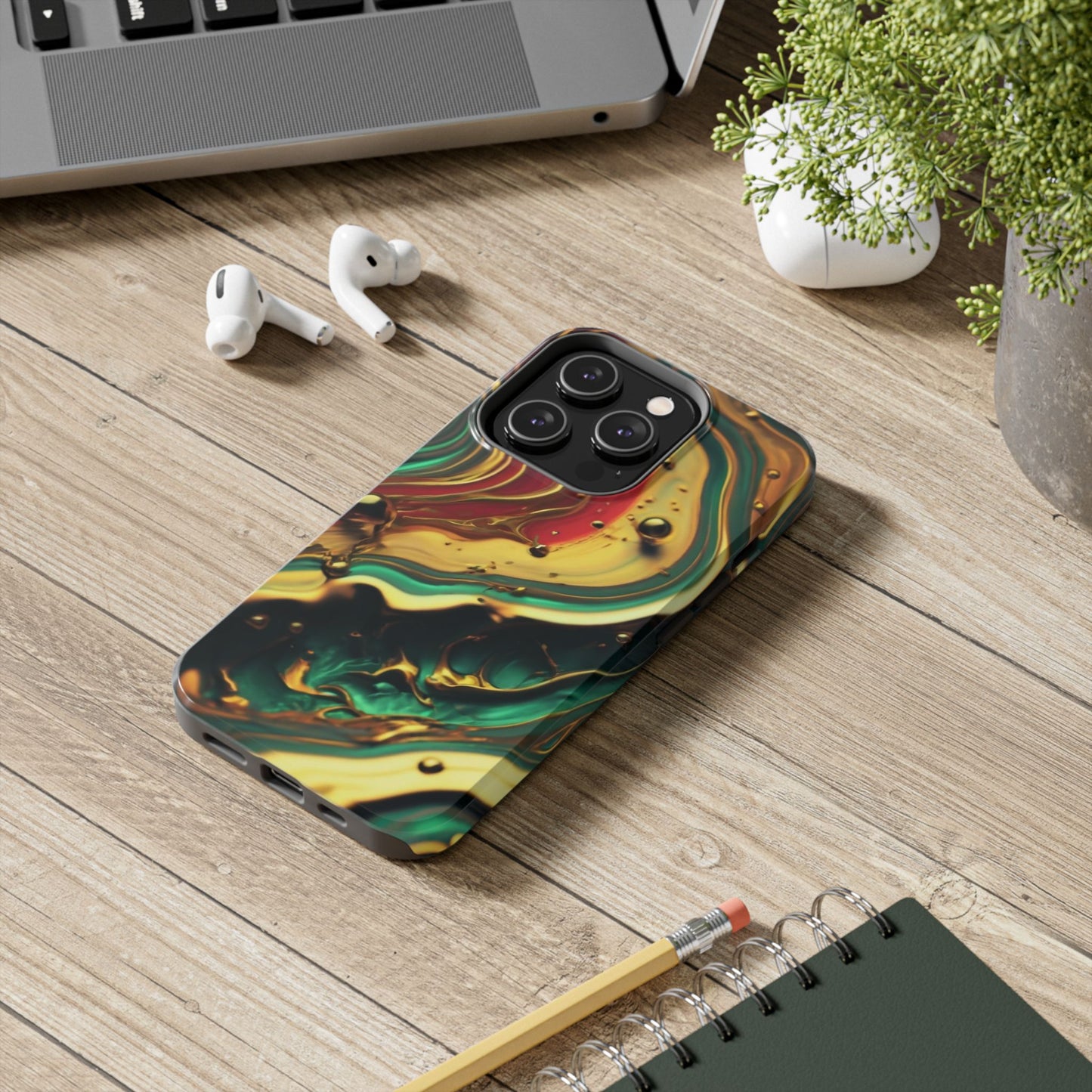 Golden Fluid Waves Defender Case